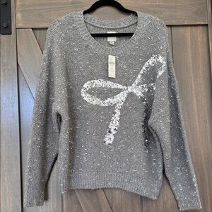 Anthropologie Maeve Grey Sequin Sweater- NWT